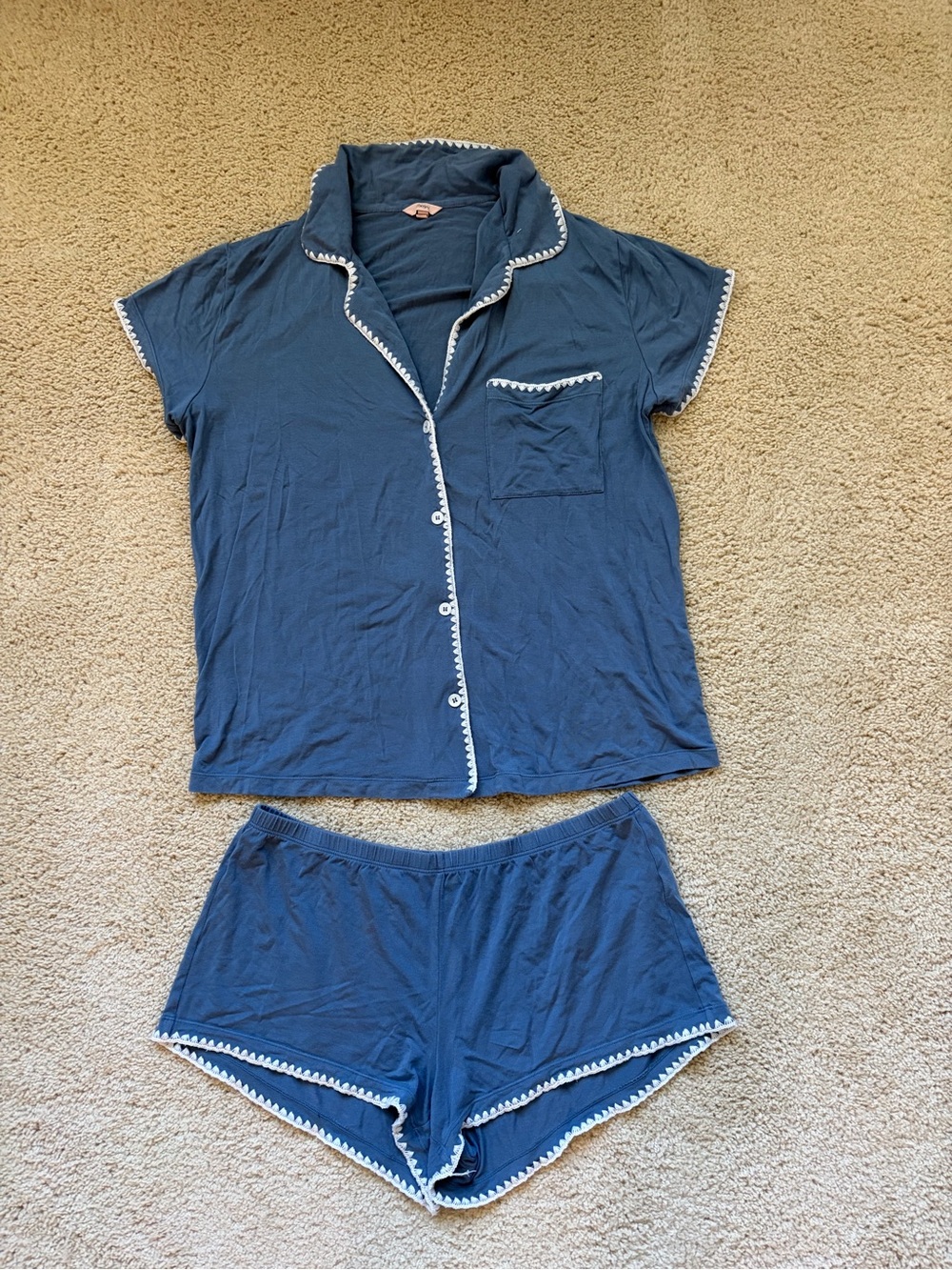 Eberjey Frida TENCEL™ Modal Shortie Short PJ Set in Blue, Size Medium